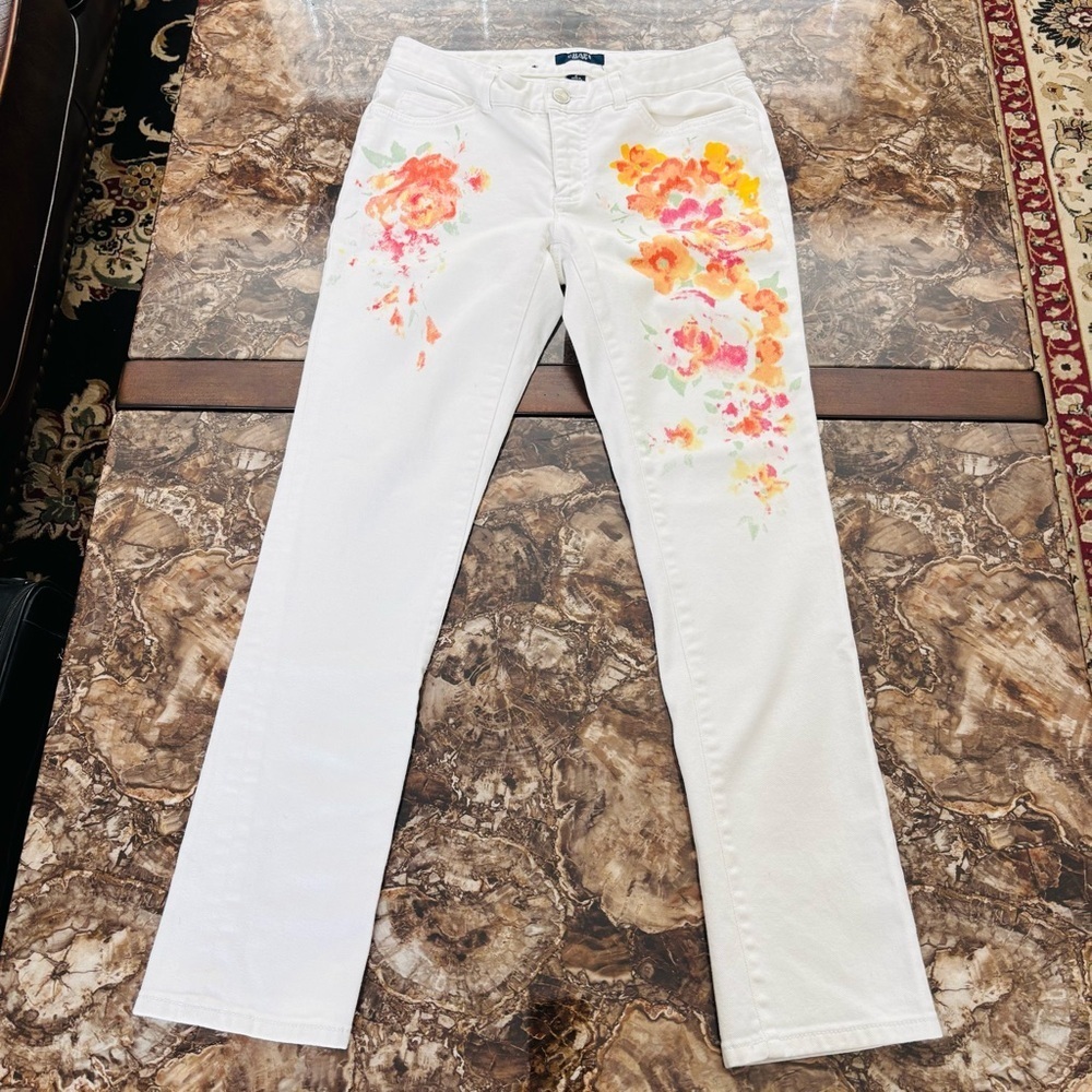 Chaps Est. 1978 Floral White Jeans size 2
